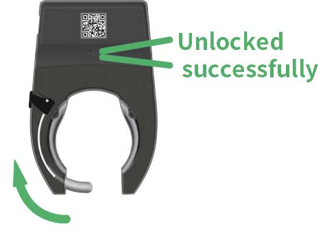 Official Seoul Bike illustration showing the rear lock opened successfully